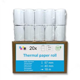 20 rouleaux thermiques 57 x 40 x 12 pour appareils avec imprimante thermique