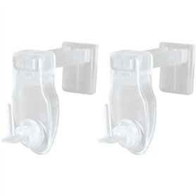 Lot de 2 Supports clic sans perçage pour Tringle à Rideau - Crochets à pression sans adhésif pour barres à rideaux légers et voi