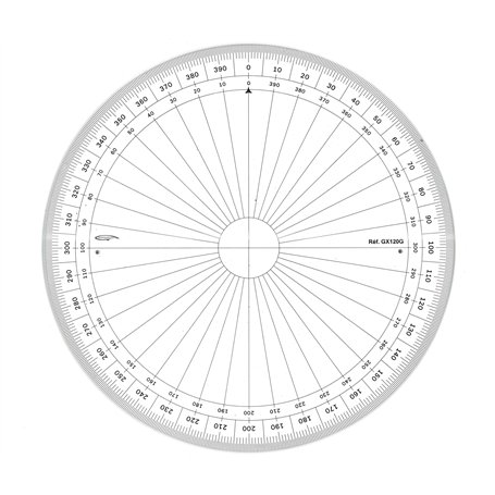 GRAPHOPLEX Rapporteur cercle entier 20cm grades Transparent