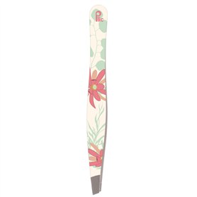 PLIC BEAUTY – Pince à Épiler Savane – Mors Droit – Motif Floral Exotique – Acier Inoxydable – Haute Précision