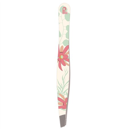 PLIC BEAUTY – Pince à Épiler Savane – Mors Droit – Motif Floral Exotique – Acier Inoxydable – Haute Précision