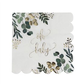 Artifetes 16 Serviettes Papier IMPRIMÉ Oh Baby VÉGÉTAL 33CM