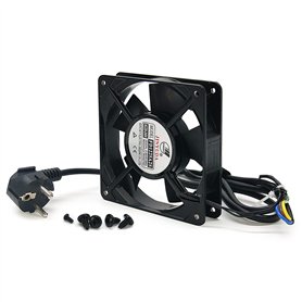 WAYTEX 37423 Ventilateur de toit 12 cm pour Baie Rack 19 pouces et 10 pouces - 2 positions Aspiration ou Ventilation Câble d’ali