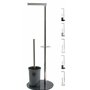 MSV "Bergamo Porte-Rouleau WC Brosse WC en Acier Inoxydable et Verre Support Gris 3 en 1