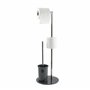 MSV "Bergamo Porte-Rouleau WC Brosse WC en Acier Inoxydable et Verre Support Gris 3 en 1