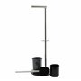 MSV "Bergamo Porte-Rouleau WC Brosse WC en Acier Inoxydable et Verre Support Gris 3 en 1