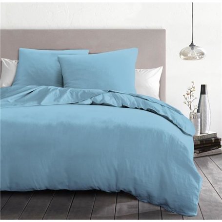 Parure de couette 3 pieces - HOME LINGE PASSION - HP72067 - Microfibre 82 g - 220 x 240 cm - Bleu ciel
