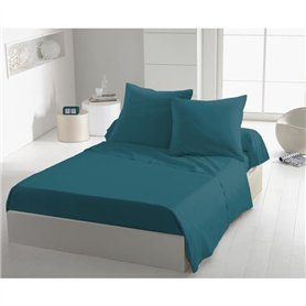 Drap plat - HOME LINGE PASSION - HP72099 - Microfibre 82 g - 240 x 300 cm - Bleu canard