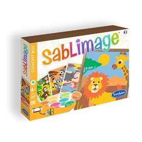 SentoSphère - SABLIMAGE - FAUNE AFRICAINE - 881 - Kit Loisir Créatif - Réaliser 4 tableaux avec 15 tonalités de sable - A partir