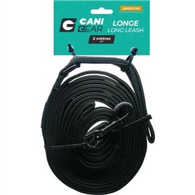 Longe pour chien - CANI GEAR - 5 m - Néoprene souple avec poignée - Noir