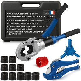 Pince à sertir multicouche & cuivre 10 mâchoires TH+V – Kit complet avec coupe-tube multicouche