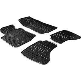 Set tapis de caoutchouc compatible avec Citroen C1 / Peugeot 107 / Toyota Aygo 2005-2009 (T profil 4-pièces + clips de montage)