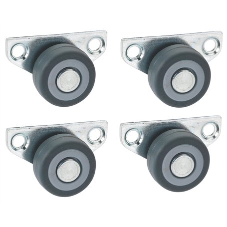 4 roulettes latérales pour parquet 30 x 14 mm Roue en TPE Gris