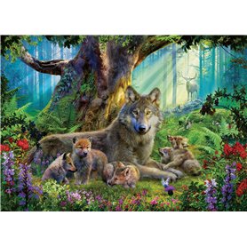 Ravensburger - Puzzle Adulte - Puzzle 1000 pièces - Famille de loups dans la forêt - Adultes et enfants à partir de 14 ans - Puz