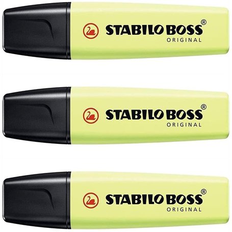 STABILO Lot de 3 Surligneurs BOSS ORIGINAL Pastel zeste de citron vert
