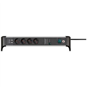Brennenstuhl Alu-Office-Line Multiprise 4 Prises avec USB et parasurtenseur (multiprise avec Interrupteur