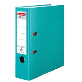 Herlitz® Q.File Classeur de documents A4 | Dos 8cm | Étiquette bilatérale remplaçable | Mécanisme de sonnerie à 2 anneaux avec b
