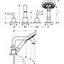 Hansgrohe 39446000 4-Loch Wannenrand Armatur Axor Critterio mit Hebelgriffen DN 15, chrom