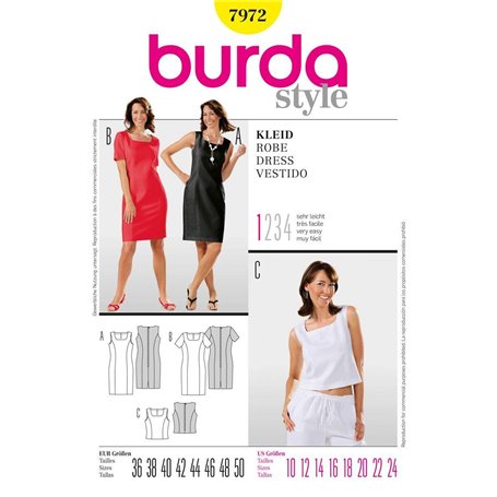 Burda B7972 Patron de Couture Robe 19 x 13 cm