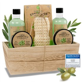 accentra Set cadeau Wellness olive dans un panier en bois