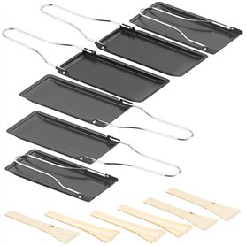 6 poêlons à fromage pour barbecue et raclette avec manche pliable [Rosenstein & Söhne]