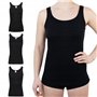 SES Maillot de Corps Femme 34-52 Lot de 3 Noir 100% Coton/Maillot de Corps Femme en Maille Fine Douce/Maillot en Coton Basique o