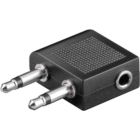 Goobay 61004 Adaptateur de casque AUX pour les voyages/l’avion ; prise Jack 3 5 mm femelle - 2 connecteurs Jack 3 5 mm (2 broche