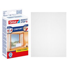 tesa Insect Stop COMFORT pour Porte-Fenêtres - Moustiquaire avec Ruban Auto Agrippant - Filet Anti-Moustique - Blanc