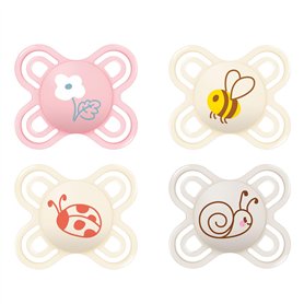 MAM Perfect Start - Lot de 4 tétines pour bébé de 0 à 2 mois - En silicone SkinSoft - 94% d'acceptation - Prévient les mauvais a