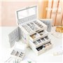Yorbay Boîte à Bijoux Grande Coffret à Bijoux Verrouillable avec Miroir 4 Étages 3 Tiroirs Doublure en velours avec Boîte de voy