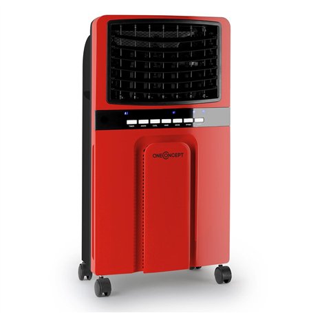 oneConcept Baltic Red Rafraichisseur d'air/ventilateur mobile (65W avec fonction humidificateur/ionisateur