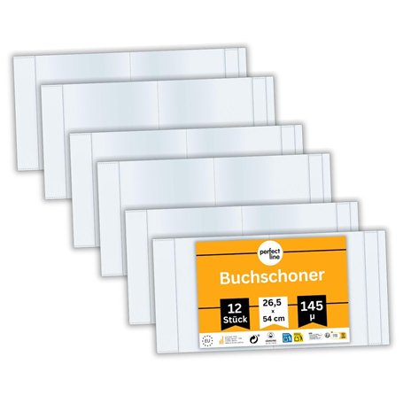 Perfect Line - Protège-livres - 12 pièces - Transparent - Polypropylène - 30