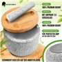 NATURSCHMIED Mortier avec pilon et couvercle – Fermeture AirProof 2.0 + tampon SolidStand | 750 ml – Mortier en granit gris clai