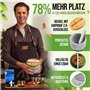 NATURSCHMIED Mortier avec pilon et couvercle – Fermeture AirProof 2.0 + tampon SolidStand | 750 ml – Mortier en granit gris clai