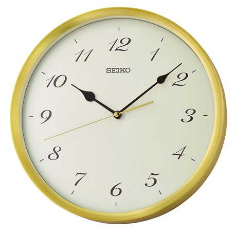 Seiko QXA784G Horloge murale ronde à quartz avec cadran transparent et balayage silencieux des secondes Diamètre 30 cm Doré