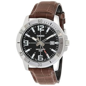Casio - Montre de Sport pour Homme en Acier Inoxydable Cadran Noir Affichage Analogique - MTP-VD01L-1BV