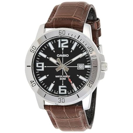 Casio - Montre de Sport pour Homme en Acier Inoxydable Cadran Noir Affichage Analogique - MTP-VD01L-1BV