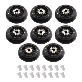Lot de 8 roues de roller en polyuréthane de 70 mm de dureté 82 A - Noir - Avec roulements ABEC-7