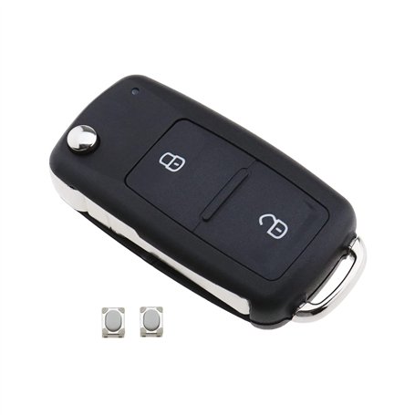 ECSiNG Coque de rechange pliable à 2 boutons pour clé de voiture compatible avec VW Amarok 2012-2020 Transporter 2011-2019 avec