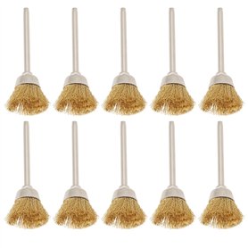 ECSiNG Lot de 10 mini brosses en fil de laiton avec tige de 3 mm - Outil rotatif en laiton pour métal