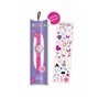 Tikkers pour Fille Montre à Quartz avec Cadran Blanc Affichage analogique et Rose foncé en Tissu et Toile Sangle Tk0119