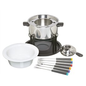 KitchenCraft Service à fondue avec 6 fourchettes Bols en céramique et acier inoxydable