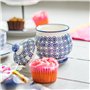 Nicola Spring Sucrier à motifs avec couvercle - Bleu marine - Lot de 1 - Pot à sucre en porcelaine imprimé à la main, pot à sel 