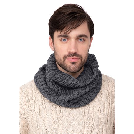 likemary Snood Homme – Tour de Cou & Cache Cou en Laine Mérinos – Écharpe Tubulaire Fait Main – Cadeau Éthique et Chaleureux Gri