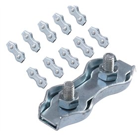 KATSU 10 Pièces 6mm Câble à Pince pour Corde Métallique Boulon Duplex en Acier Pinces pour Fils Duplex Clôture électrique Cordes