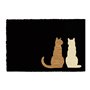 CKB LTD Paillasson fantaisie imprimé deux chats assis avant et arrière en fibre de coco antidérapante pour intérieur et extérieu