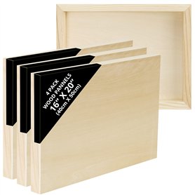 Belle Vous Toile a Peindre Vierge en Bois Brut (Lot de 4) - 40 x 50 cm - Toile Peinture en Bois de Tilleul Naturel - Planche Boi