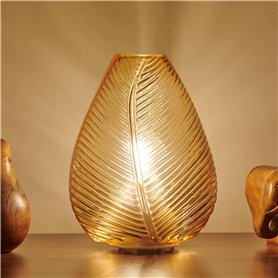 Auraglow Lampe de table en forme de feuille rechargeable sans fil USB pour extérieur ou intérieur en verre LED pour chambre