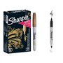 Sharpie Lot de 12 marqueurs permanents métallisés | Doré | Pointe fine | 1 pointe double noire