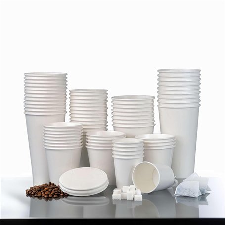 Lot de 25 couvercles en papier jetables pour gobelets chauds et froids de 177 ml et 237 ml